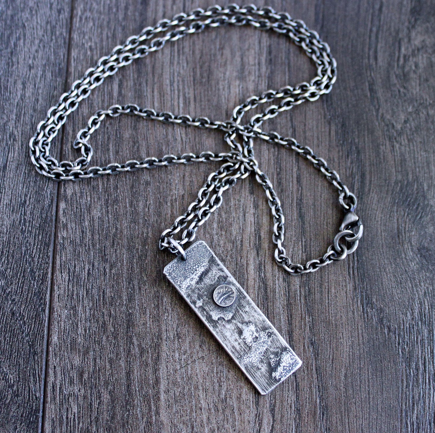 men's rustic sterling silver cosmic pendant