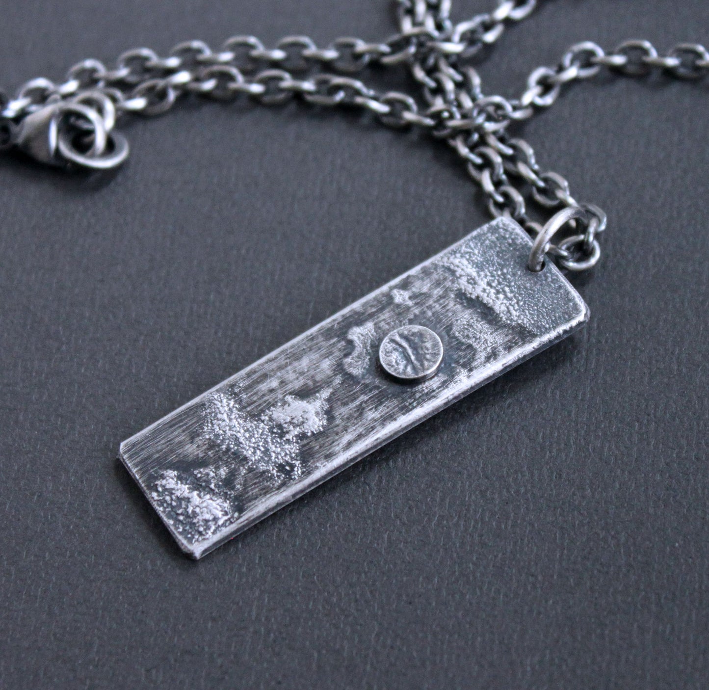 men's rustic silver space pendant