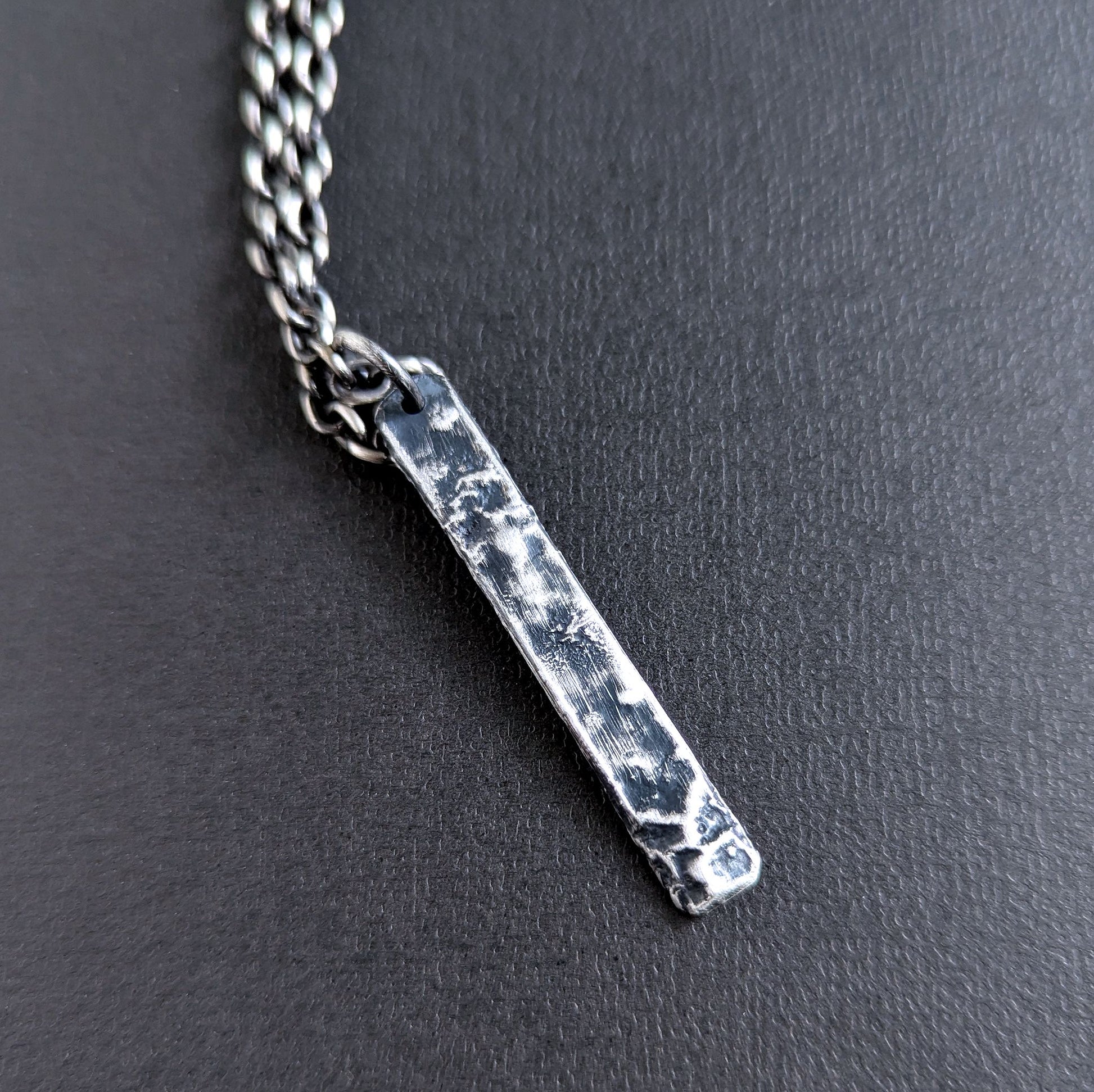 men's rustic sterling silver oxidized pendant necklace