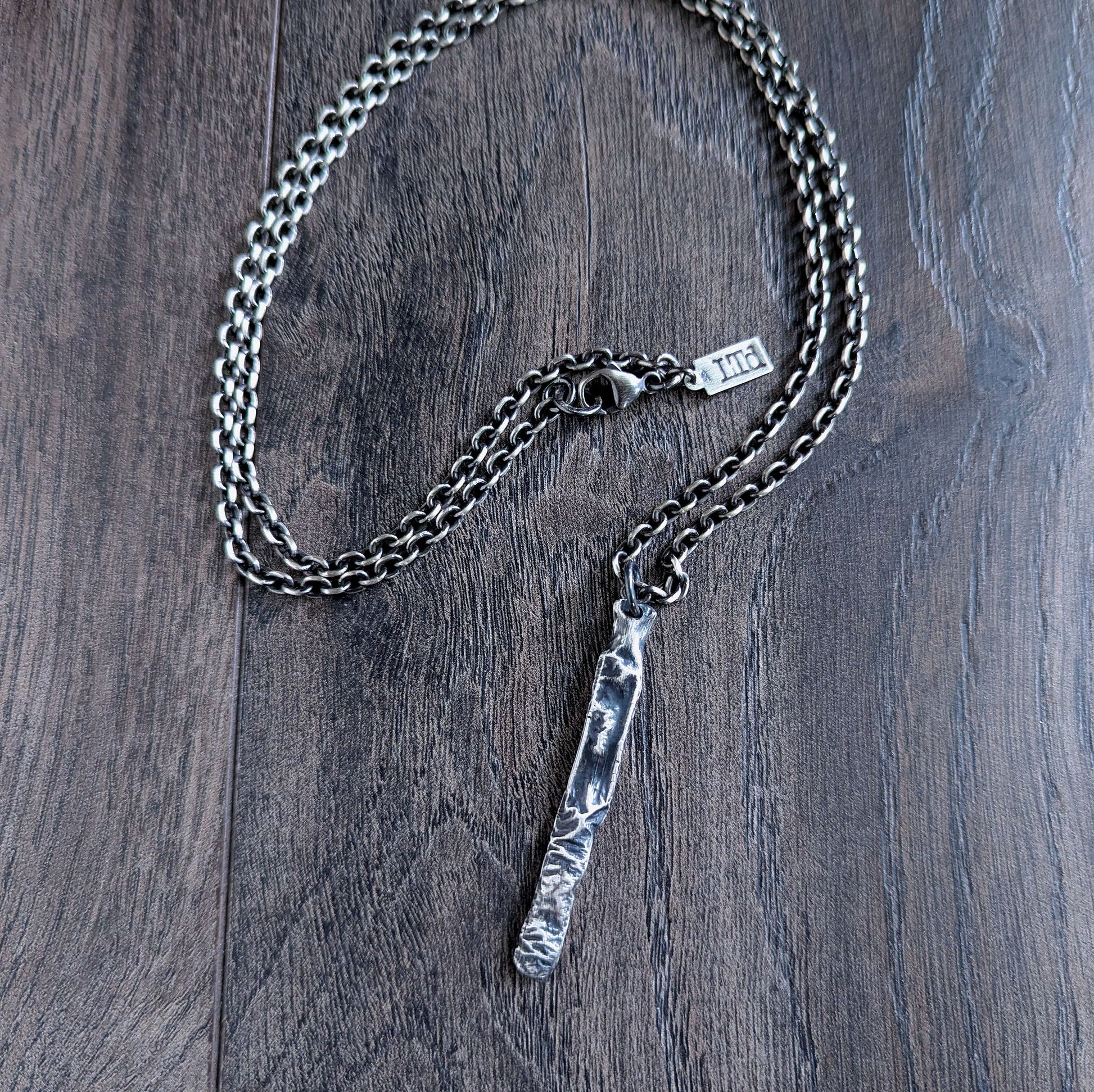 men's sterling silver bar pendant