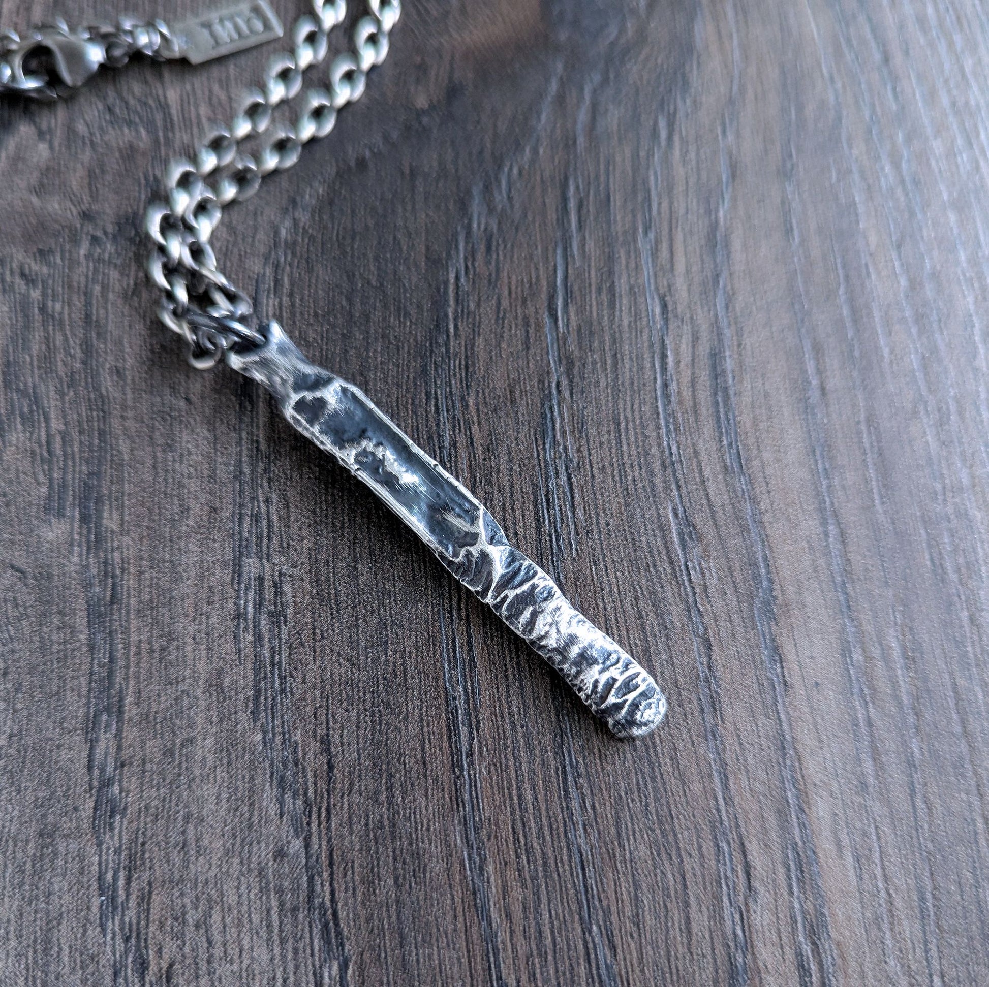 men's rugged sterling silver pendant necklace