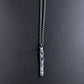 men's long rustic sterling silver bar pendant