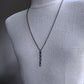 men's reticulated long sterling silver bar pendant on chain