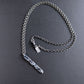 men's rugged long sterling silver bar pendant necklace