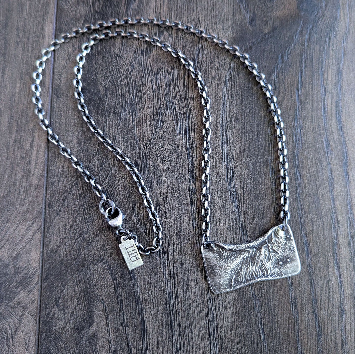 men's unique rustic sterling silver pendant on chain