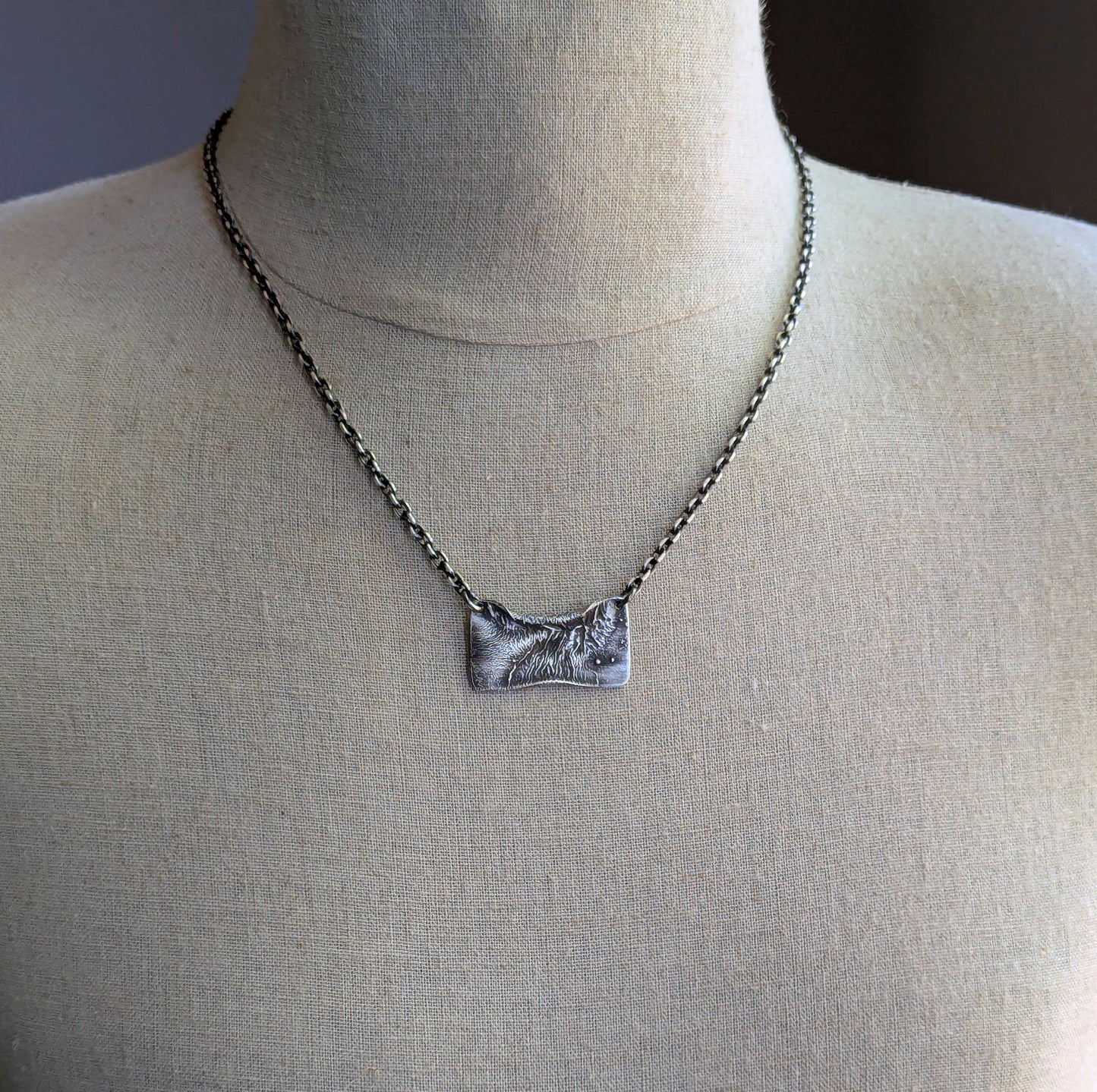 men's rustic reticulated sterling silver pendant necklace