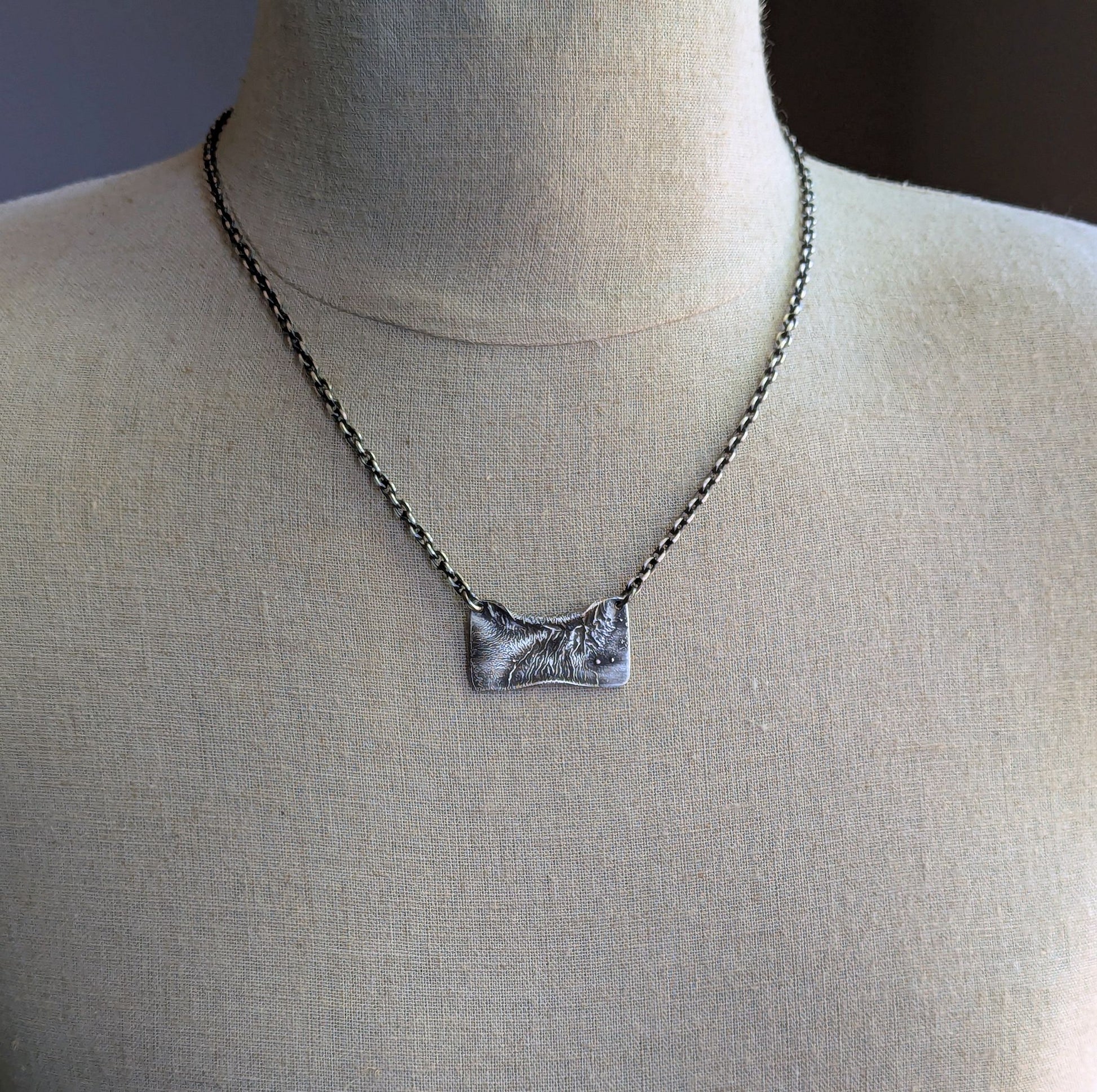 men's rustic reticulated sterling silver pendant necklace