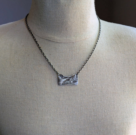 men's rustic reticulated sterling silver pendant necklace