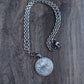 Men's rustic sterling silver round textured pendant necklace
