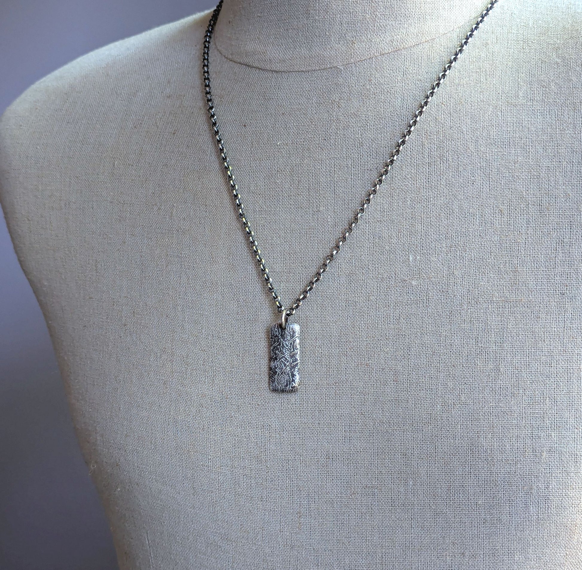men's rustic sterling silver pendant on chain