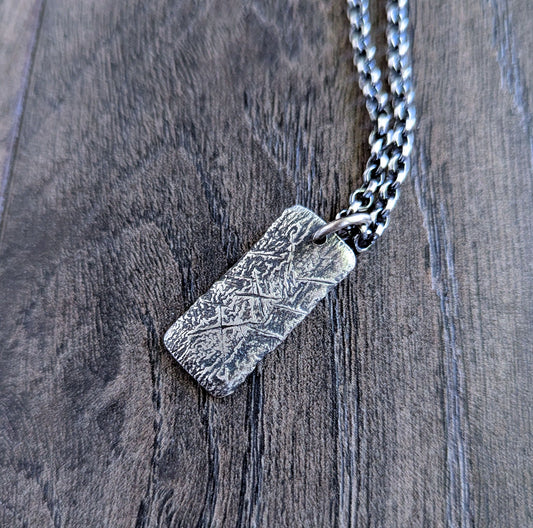 men's small sterling silver rustic pendant necklace