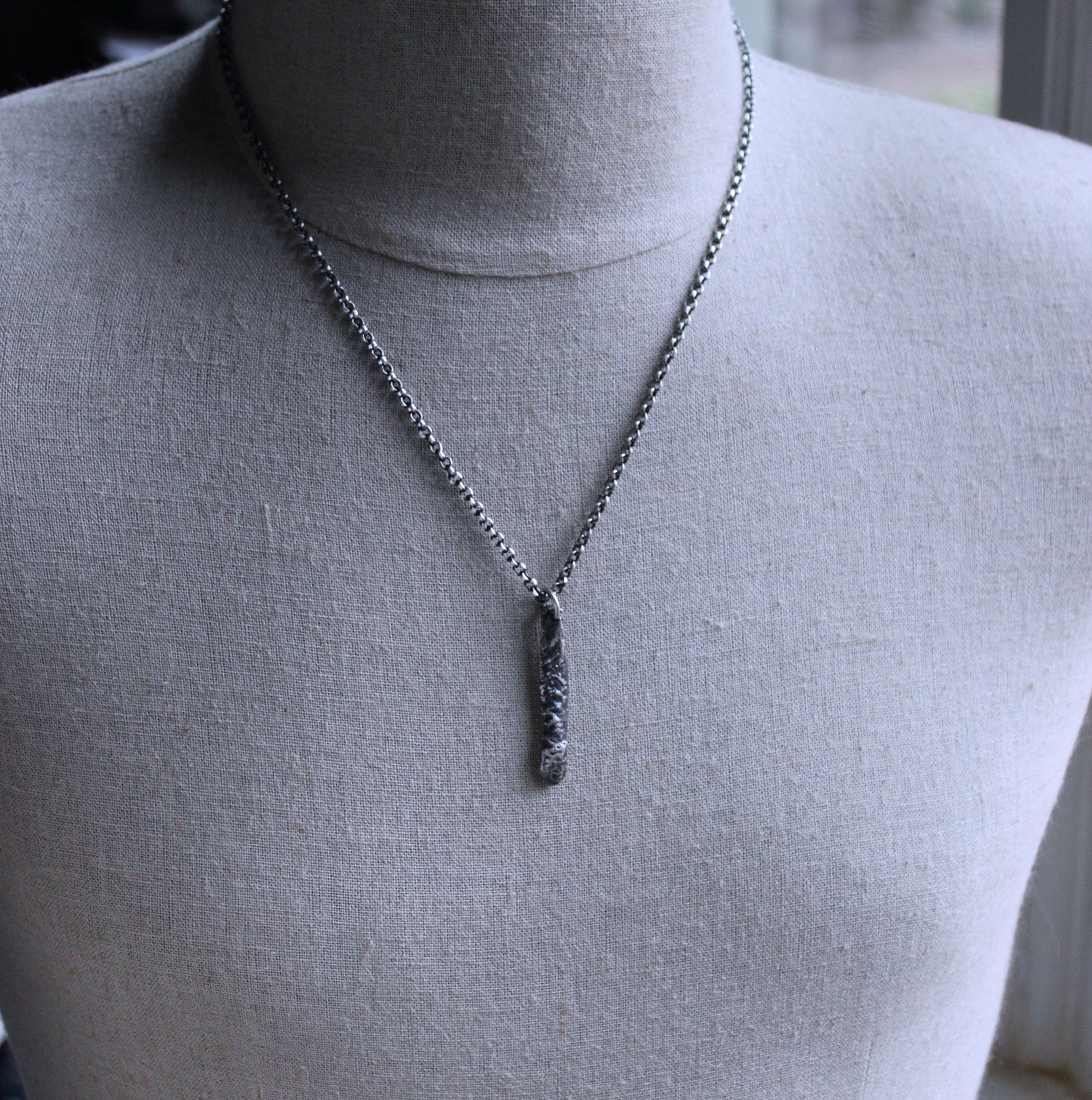 men's long silver pendant necklace