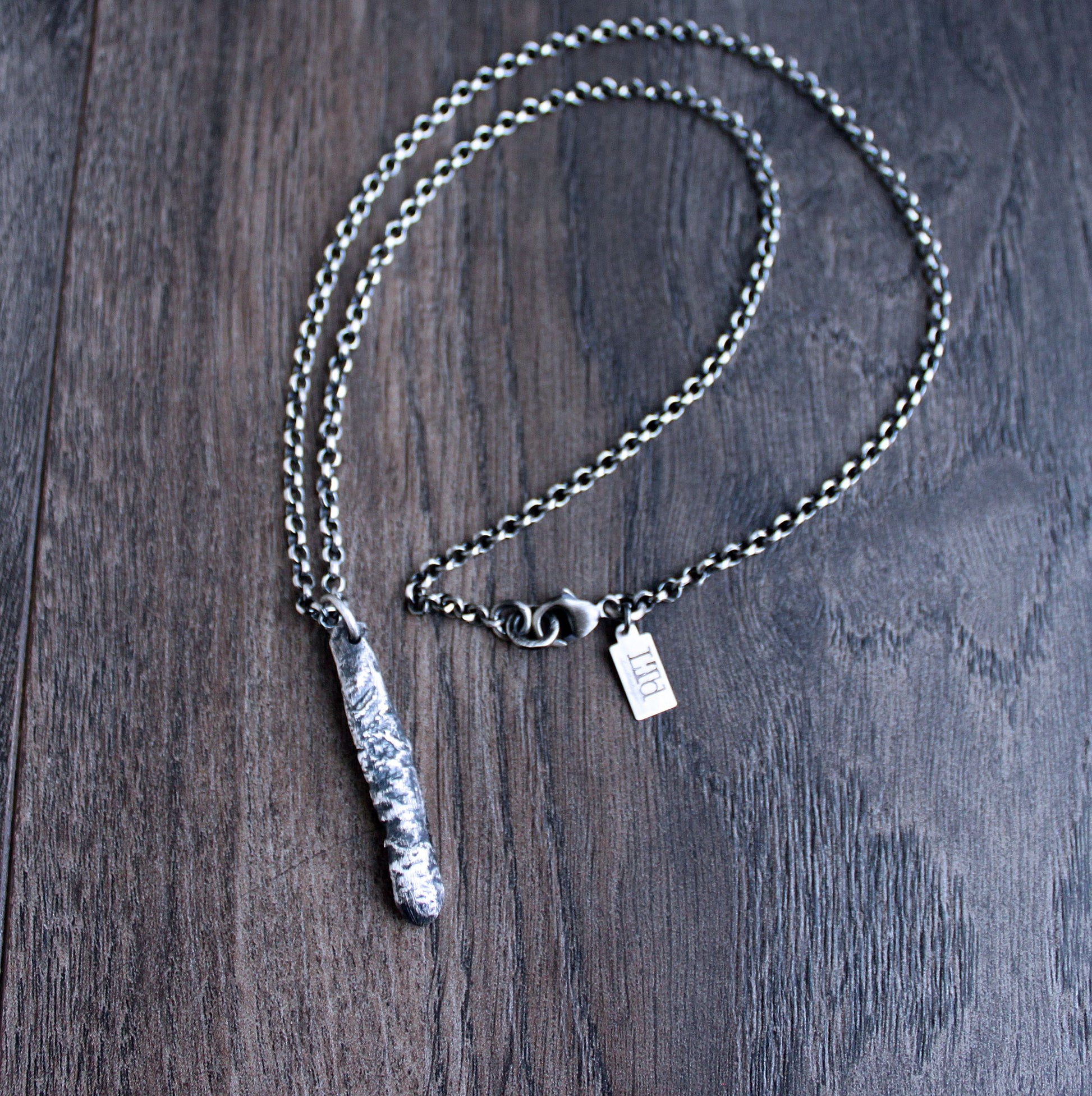 men's rustic silver pendant necklace