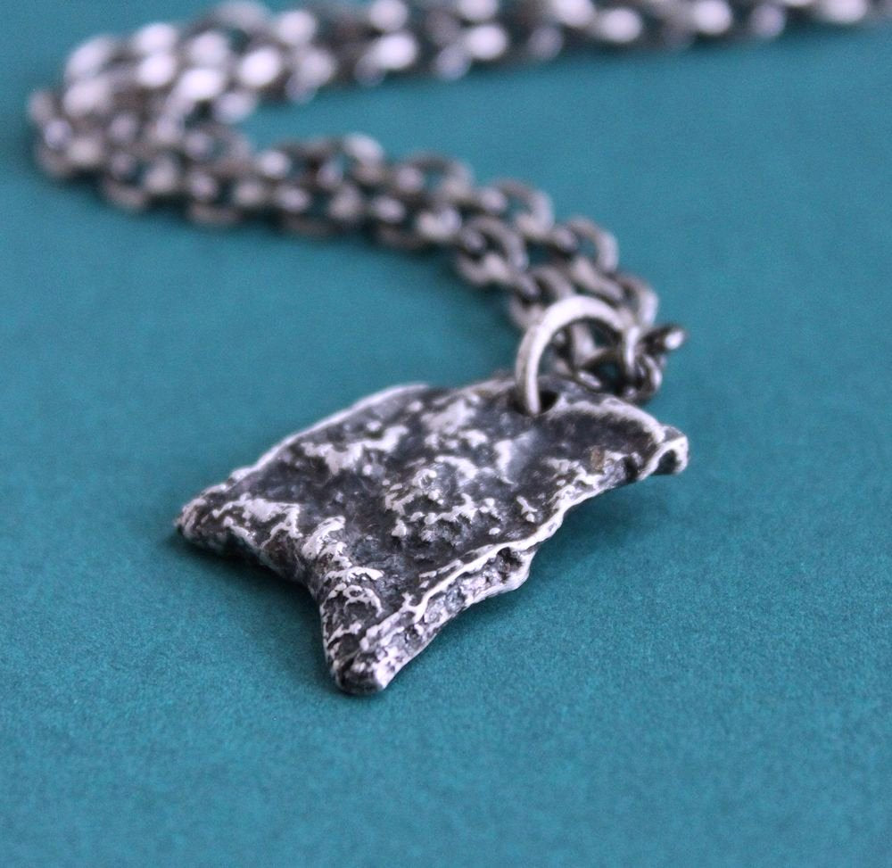 small brutalist sterling silver pendant