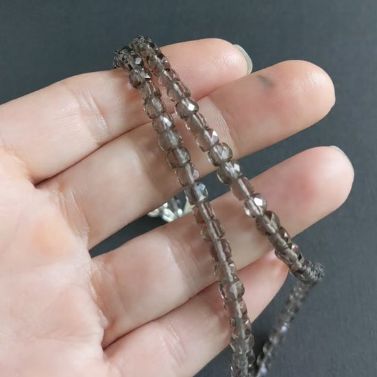 micro faceted cube bead necklace