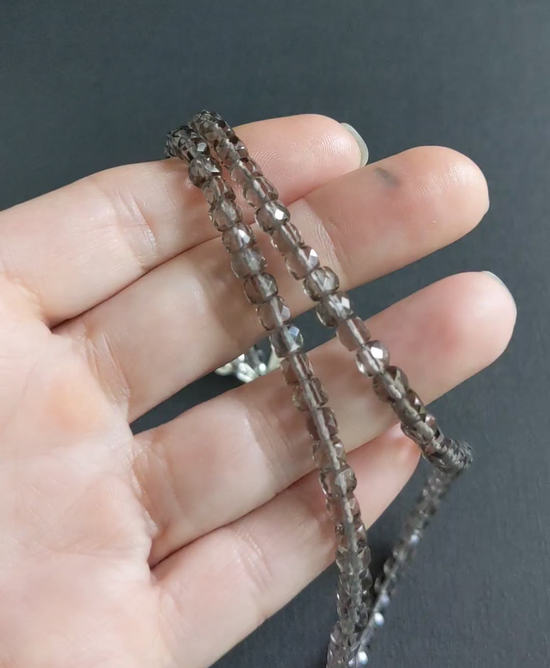micro faceted cube bead necklace