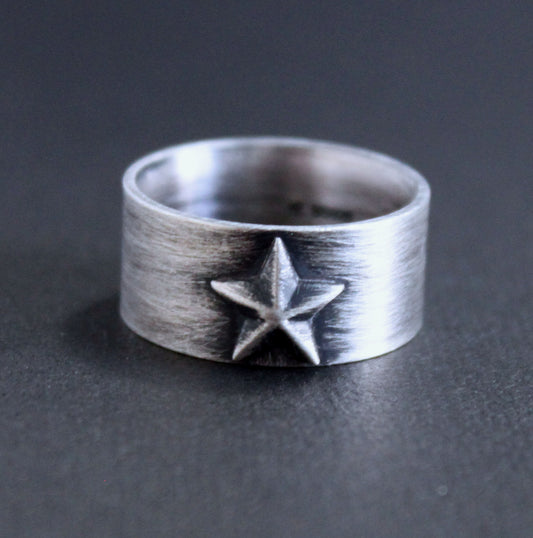 Star Wide Band Ring, Size 9