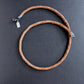 men's light brown square braid leather necklace, sterling silver clasp
