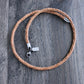 men's light brown leather braid necklace