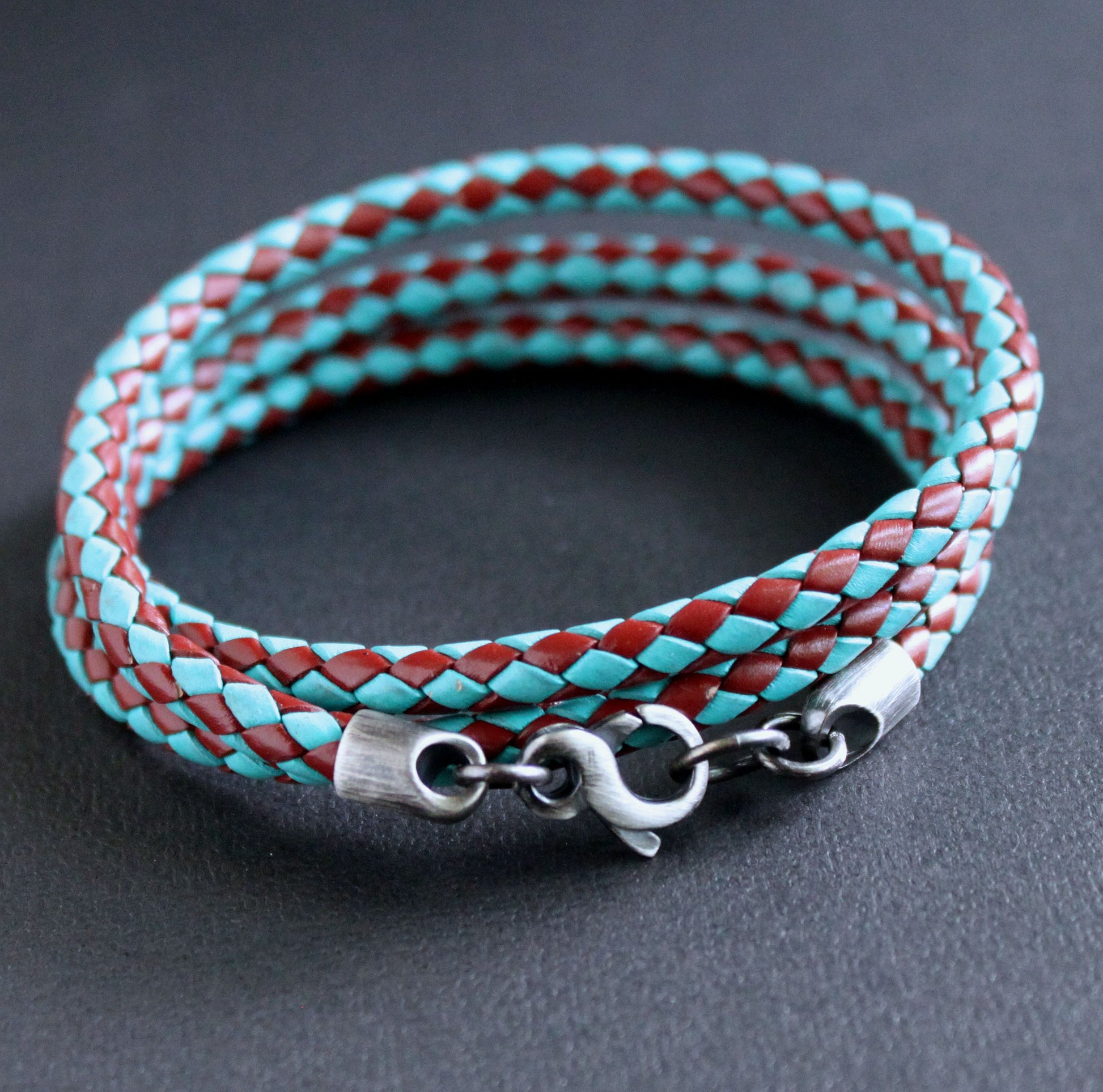 men's leather braid wrap bracelet