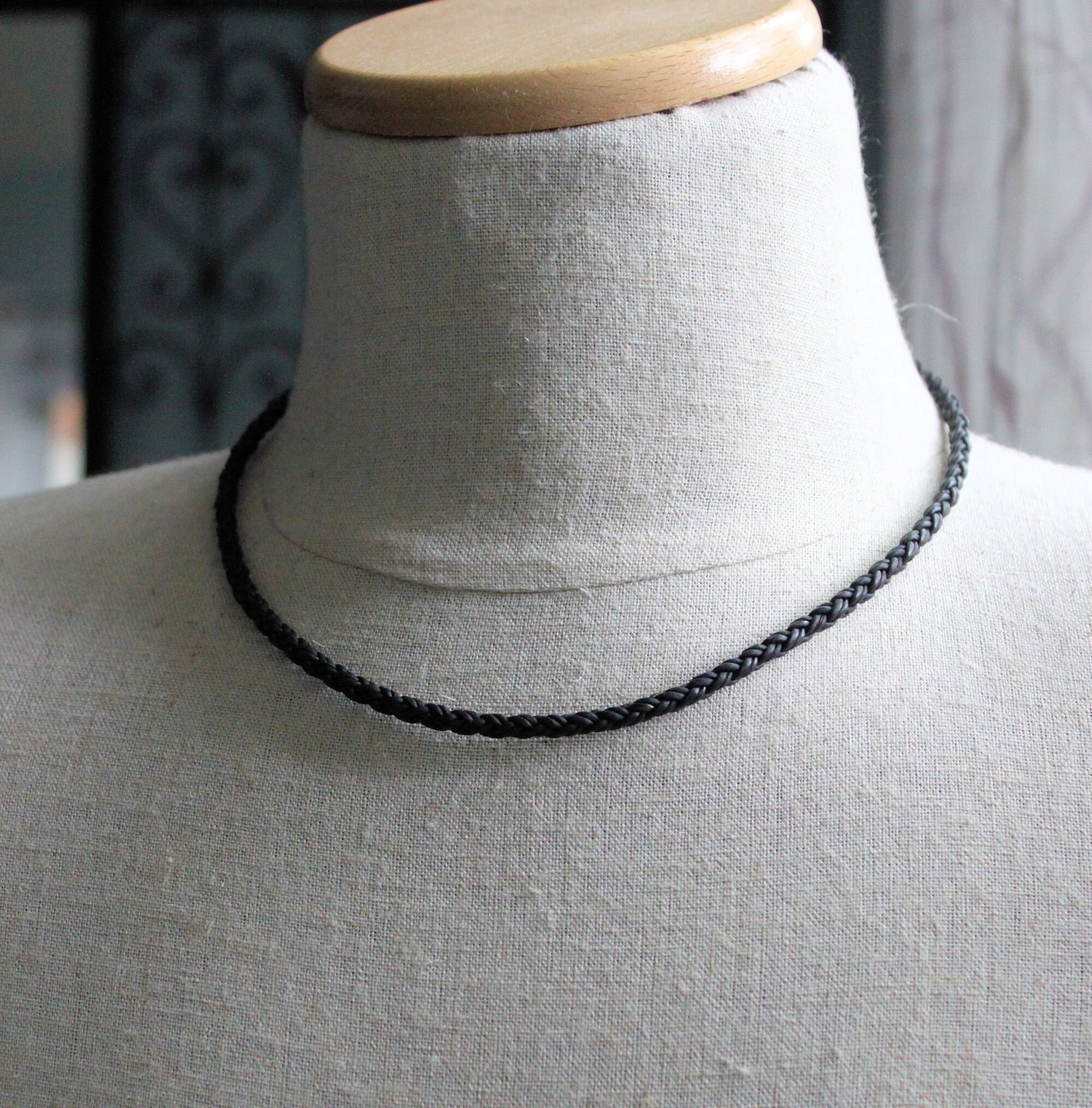 men's 4mm black braid necklace