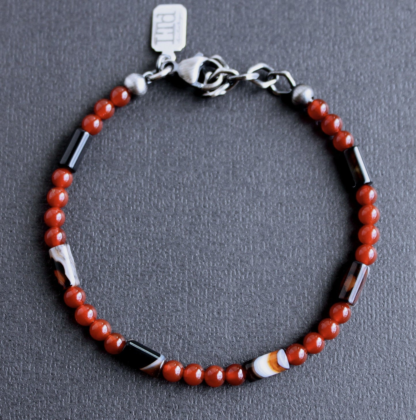 Men's 4mm agate bead bracelet