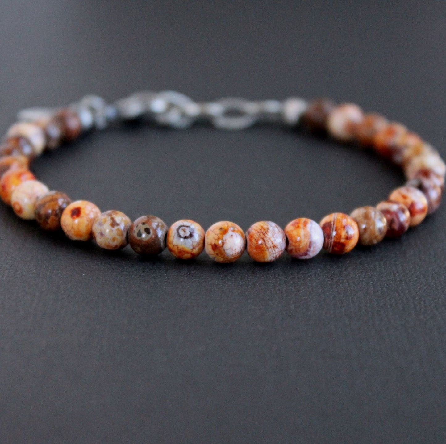 men's red agate bead bracelet