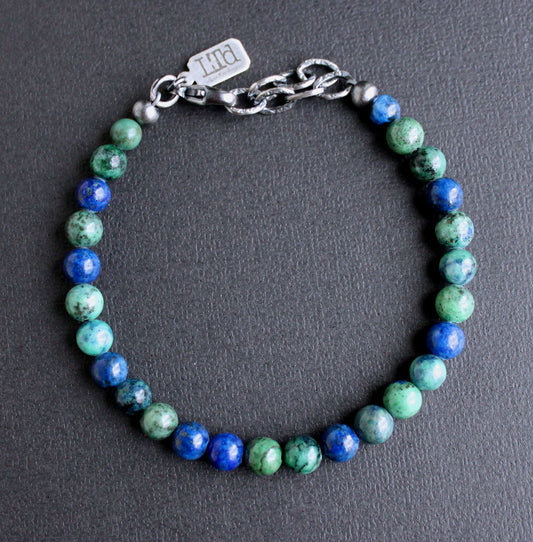 Men's Azurite bead bracelet
