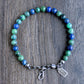 men's adjustable Azurite bead bracelet