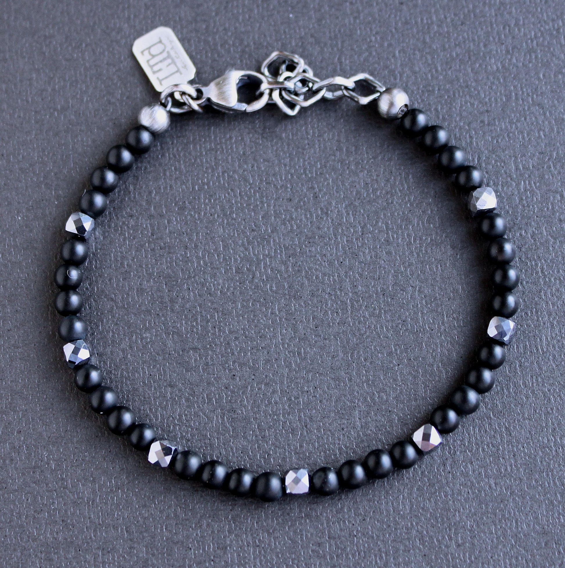 men's 4mm black bead bracelet