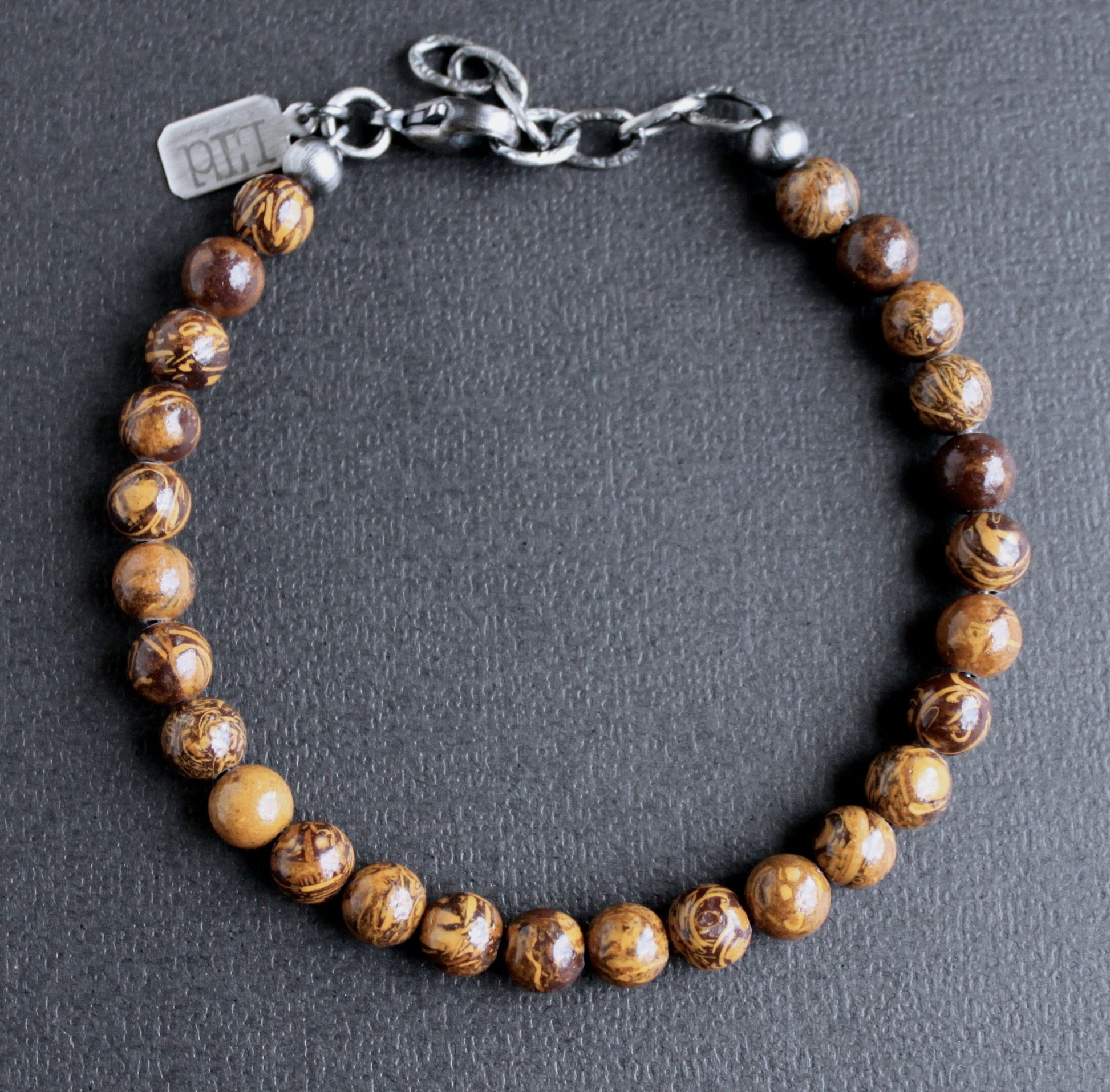 Men's 6mm adjustable bead bracelet