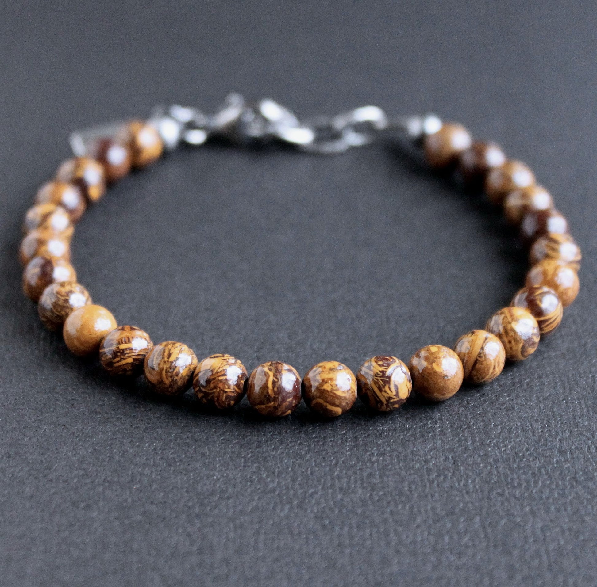 Men's 6mm brown bead bracelet