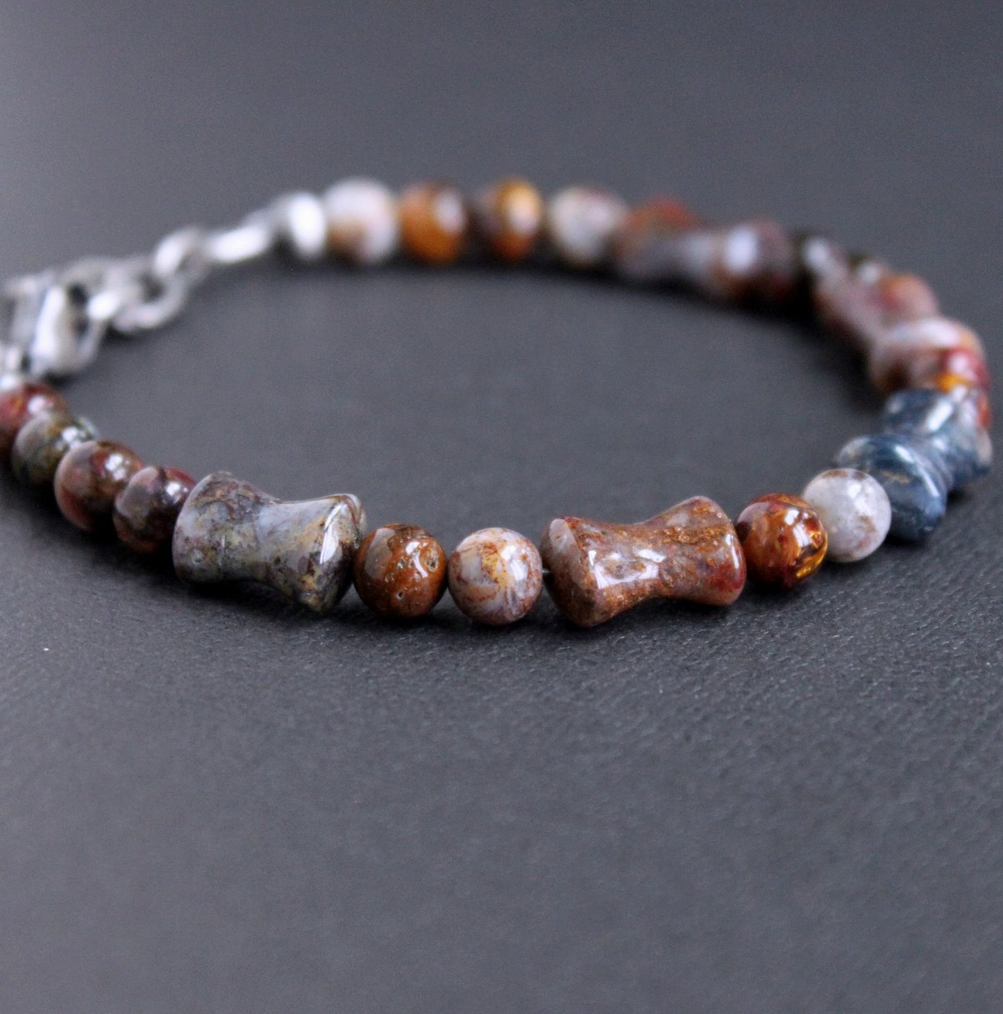 Pietersite "Bone" Bead Bracelet