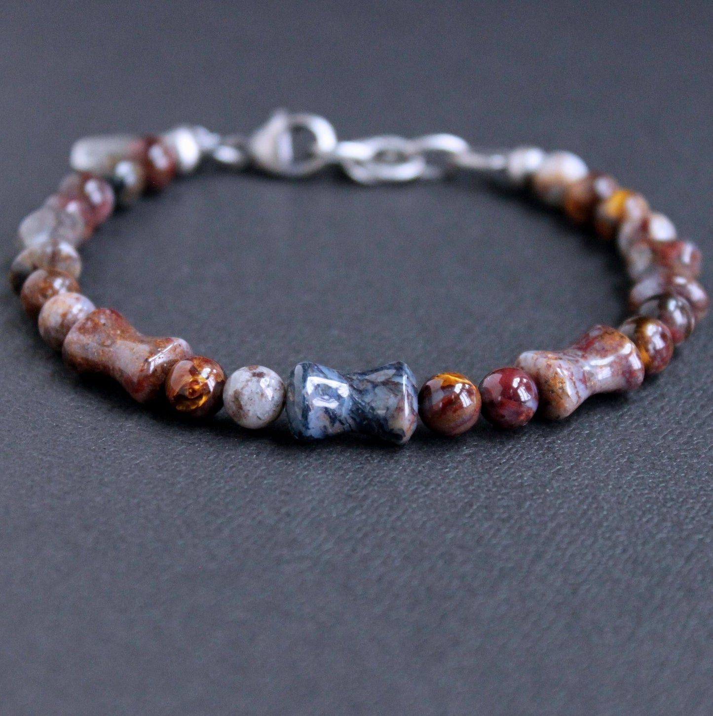 Pietersite "Bone" Bead Bracelet