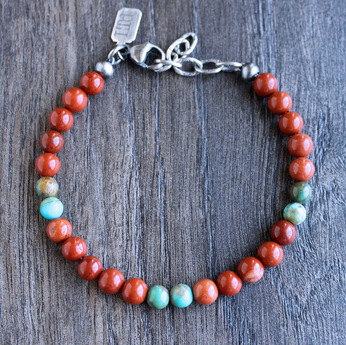 red jasper turquoise bead bracelet