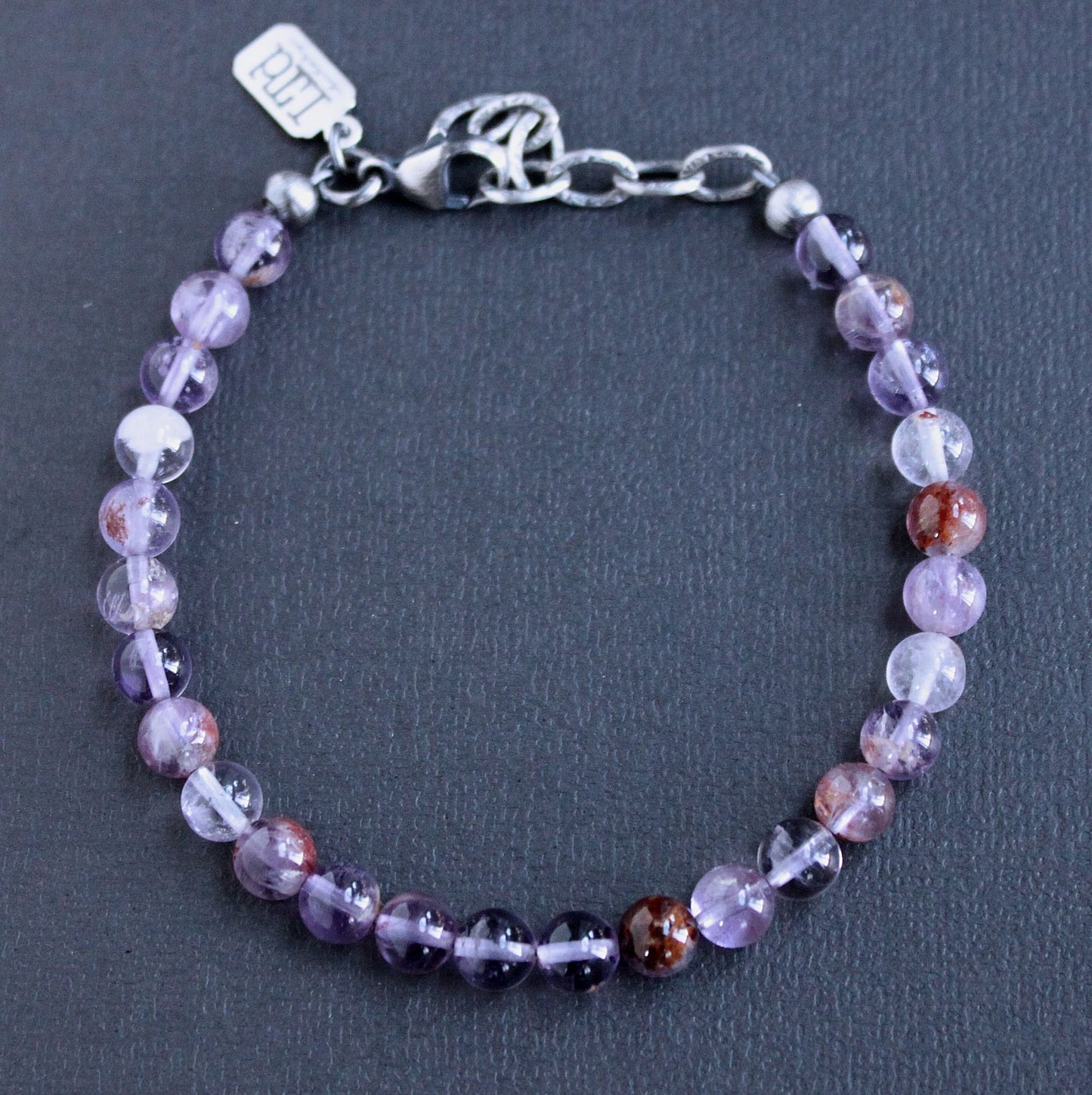 men's purple bead adjustable  bracelet