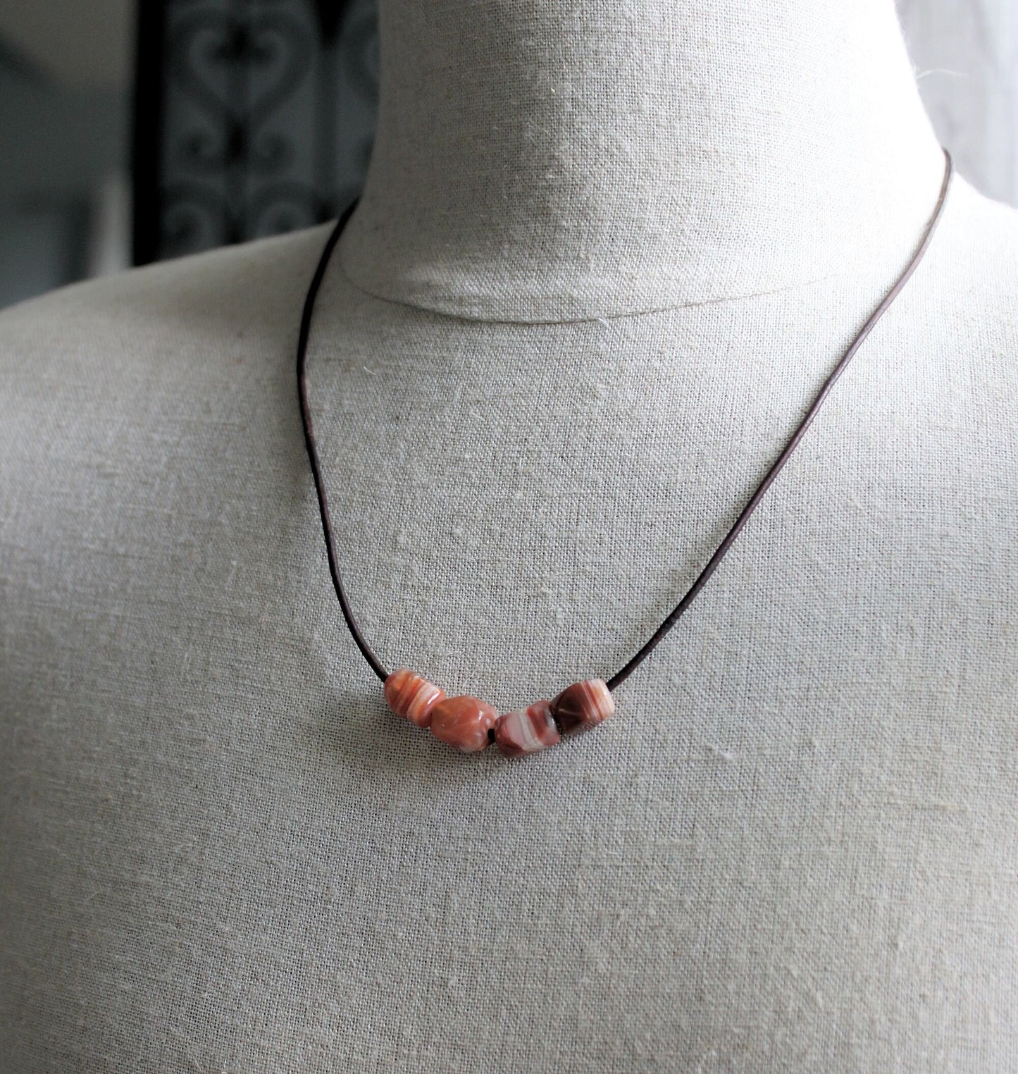 men's agate stone bead necklace