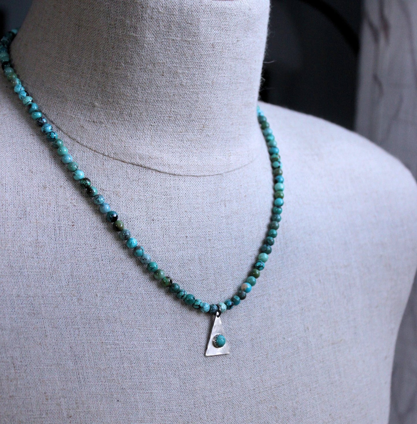 men's genuine turquoise bead necklace