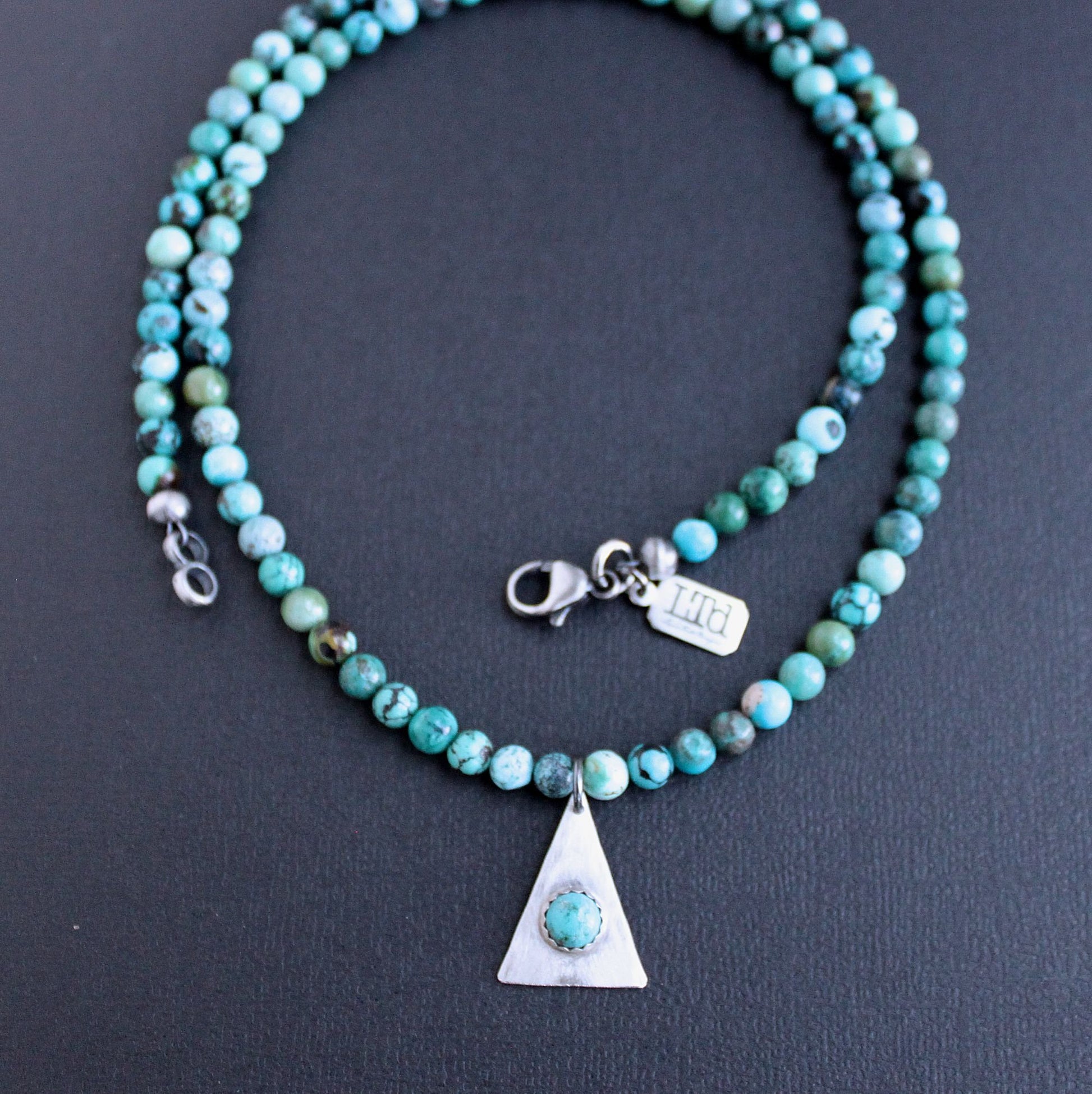 men's turquoise bead necklace with pendant