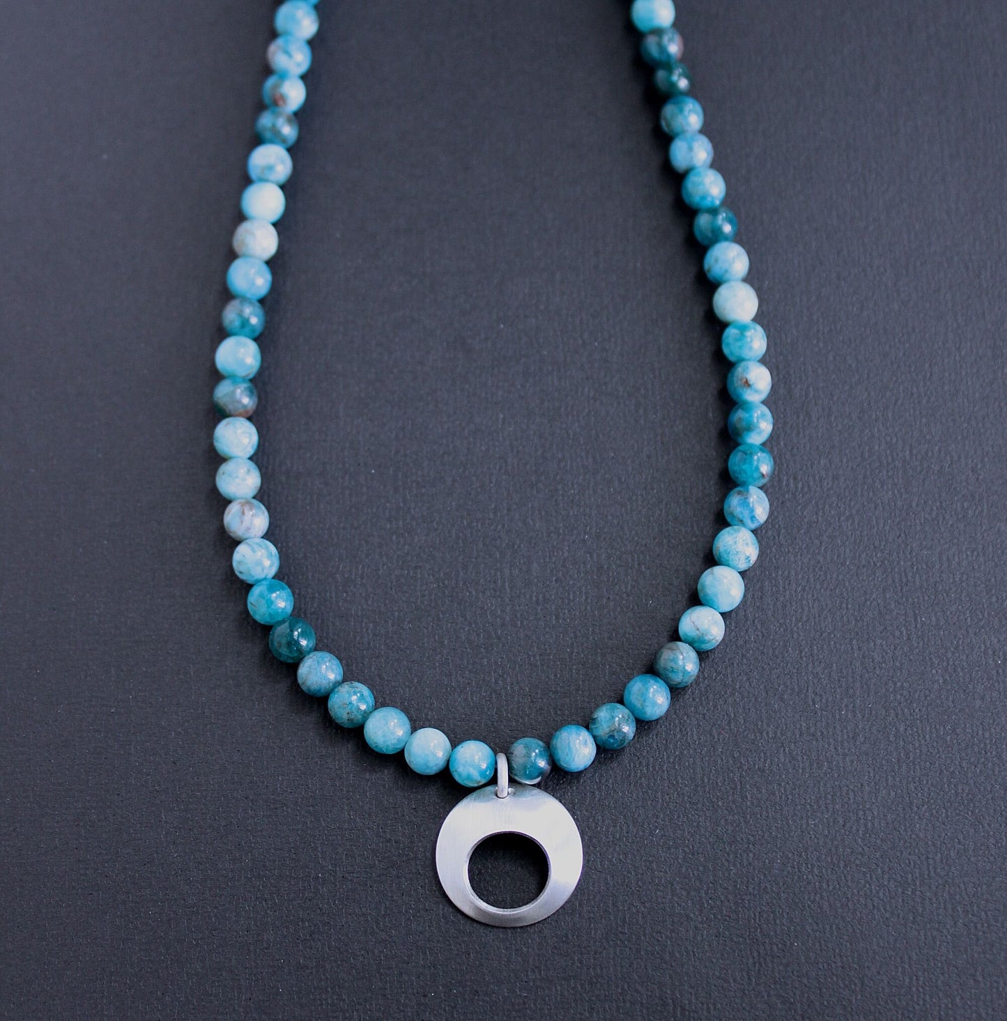 men's blue and silver beaded necklace