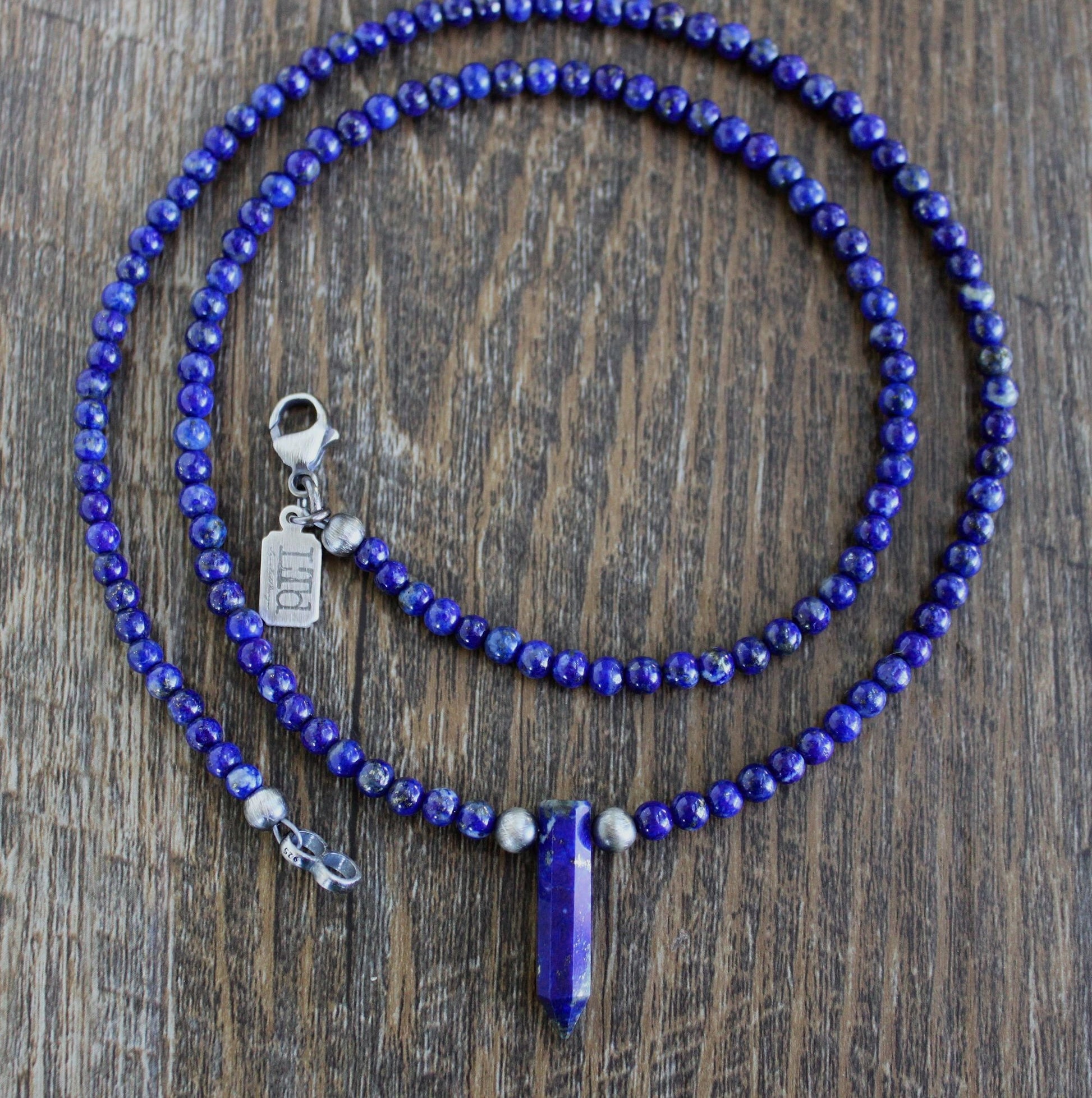 Lapis Lazuli point bead necklace
