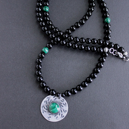 malachite onyx bead necklace