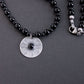 black onyx bead necklace with sterling silver pendant, handmade