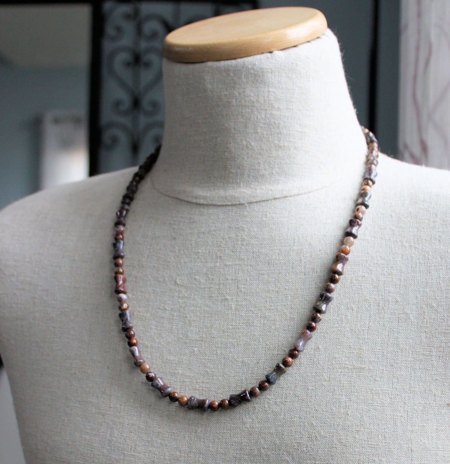 men's Pietersite stone bead necklace 