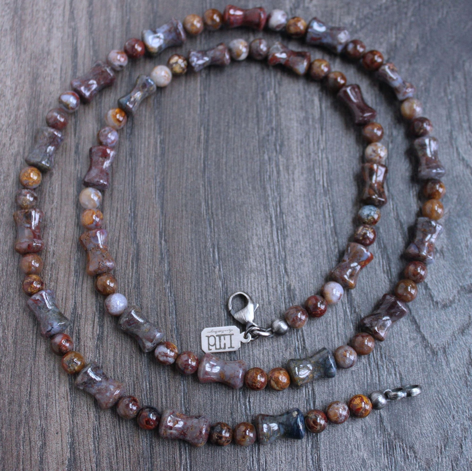 men's unique stone bead necklace