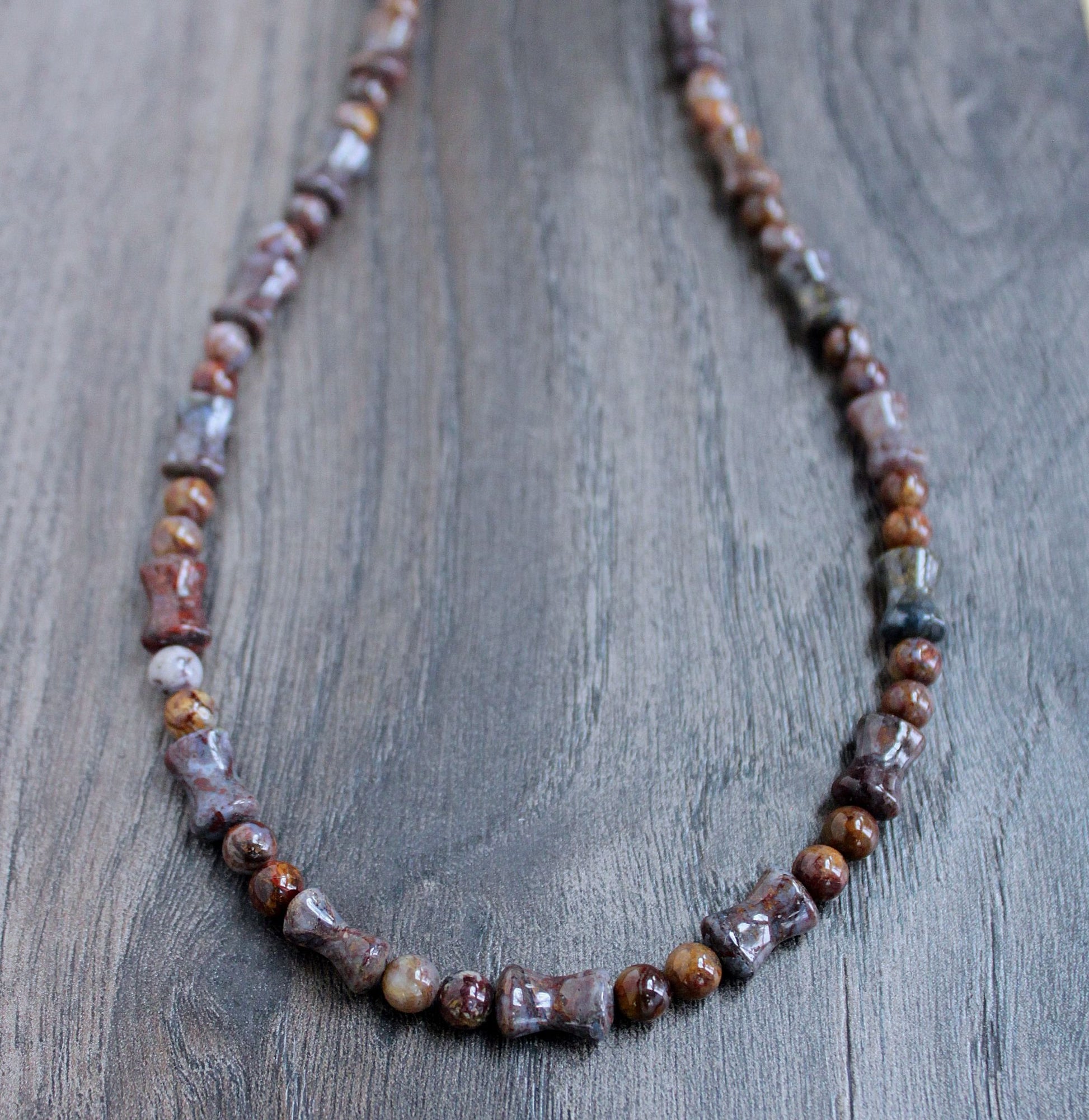 men's natural Pietersite stone bead necklace