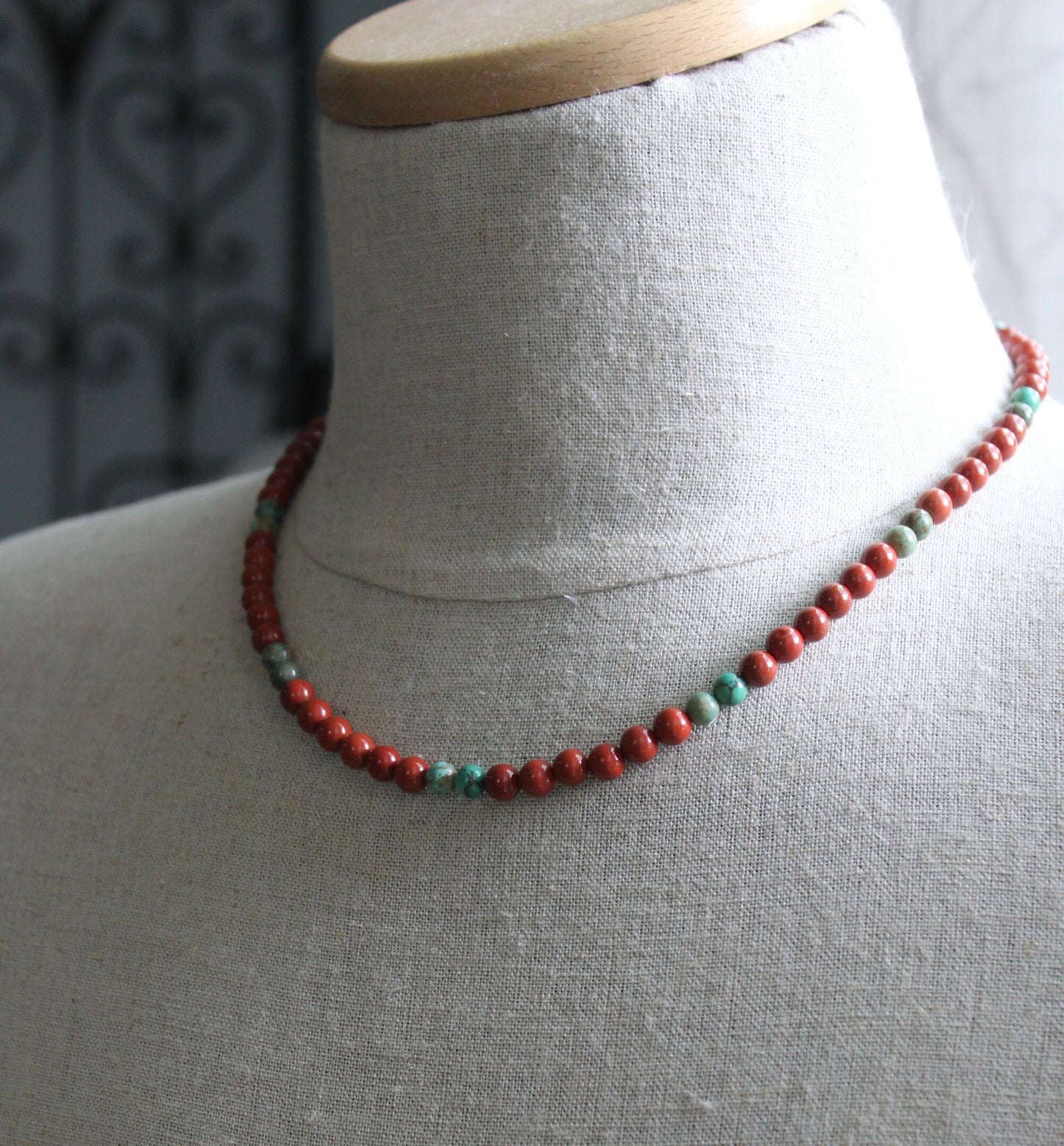 Men's Red Turquoise Bead Necklace