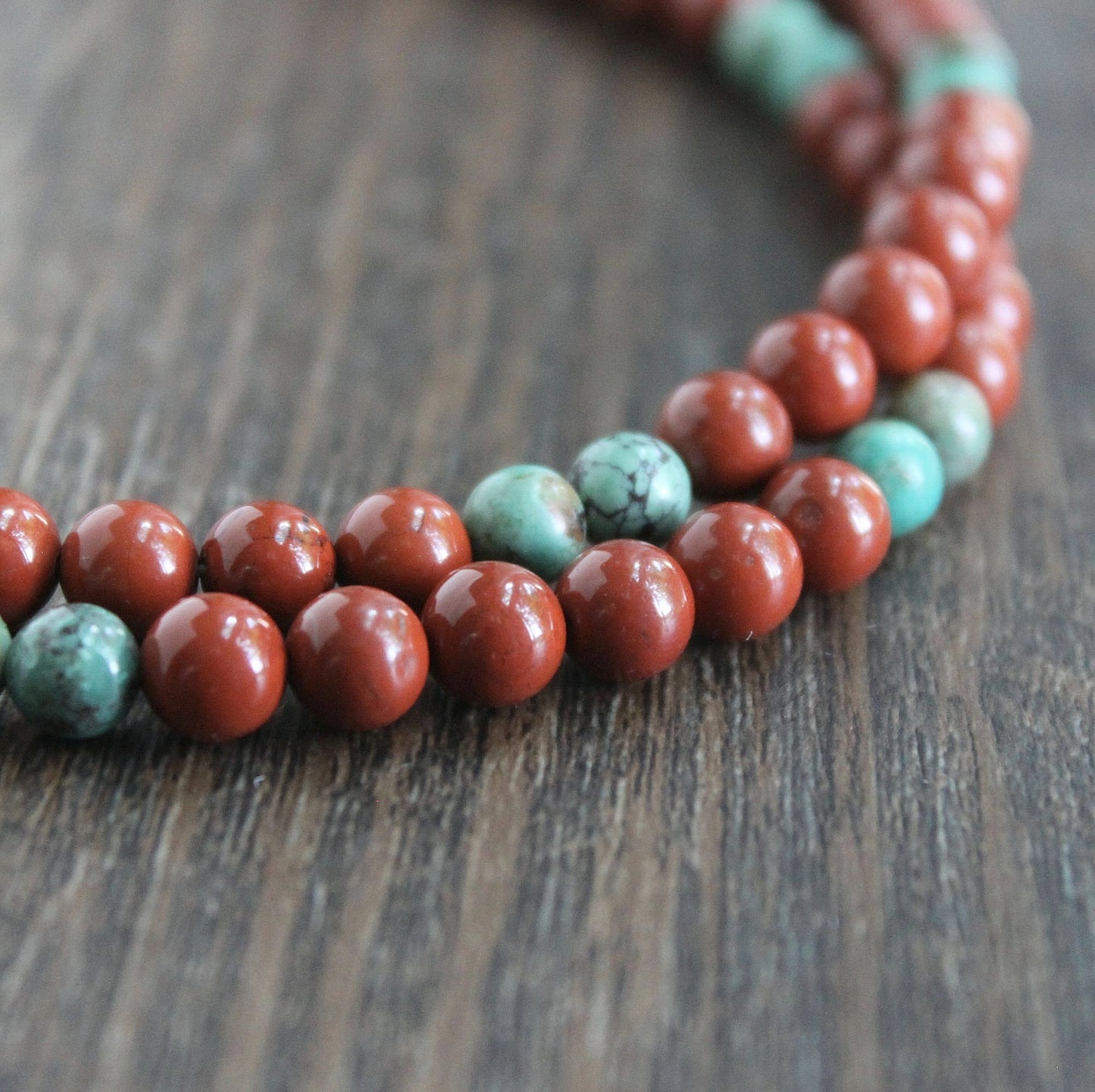 Red Jasper and Turquoise Bead Necklace