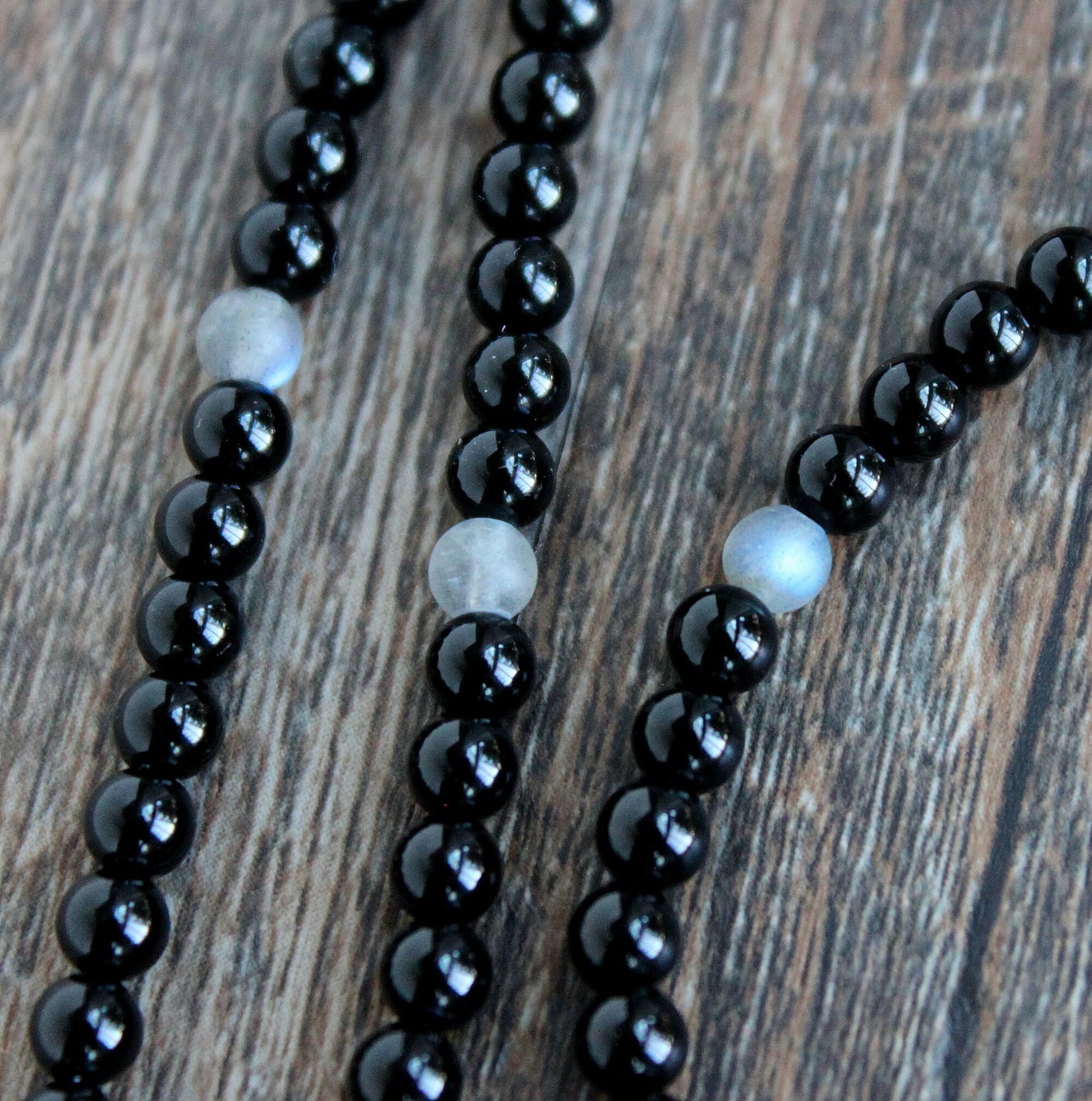 men's onyx labradorite bead necklace
