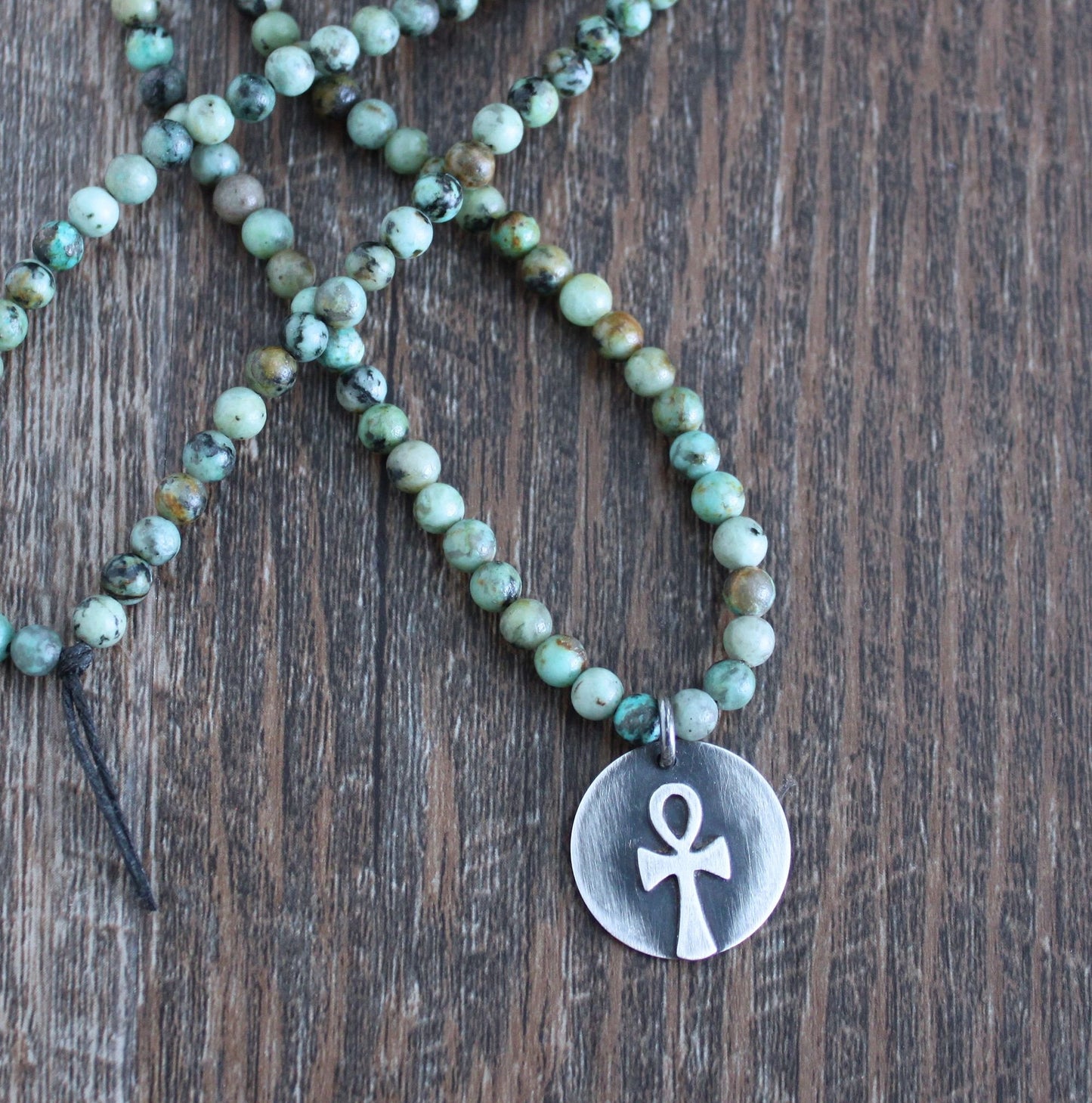 men's ankh pendant bead necklace